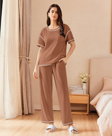 ekouaer-pajama-sets-waffle-pyjama-set-leicht-mit-taschen image 8
