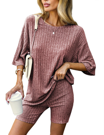 ekouaer-knit-pajamas-lounge-set-kurz-rippstrick image 8