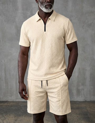 ekouaer-herren-set-polo-quarter-zip-shorts-geometrieprint image 7