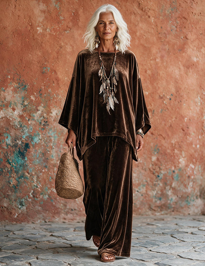 ekouaer-robes-samt-poncho-set-hose-weit-2-teilig-hellblau image 6