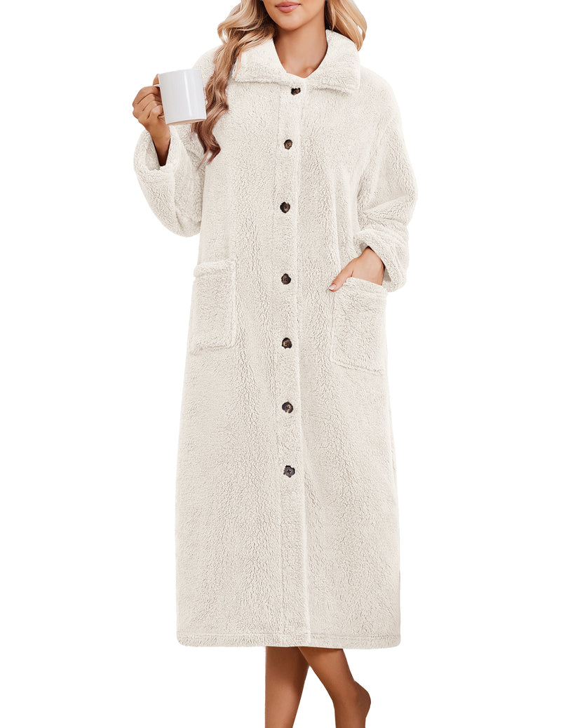 ekouaer-robes-button-down-fleece-bademantel-braun-leo image 6