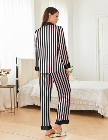 ekouaer-pajama-sets-satin-schlafanzug-langarm-mit-kn-pfen-2-teilig image 5