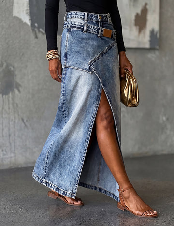 ekouaer-nightgowns-denim-midi-jeansrock-blau-mit-taschen image 5