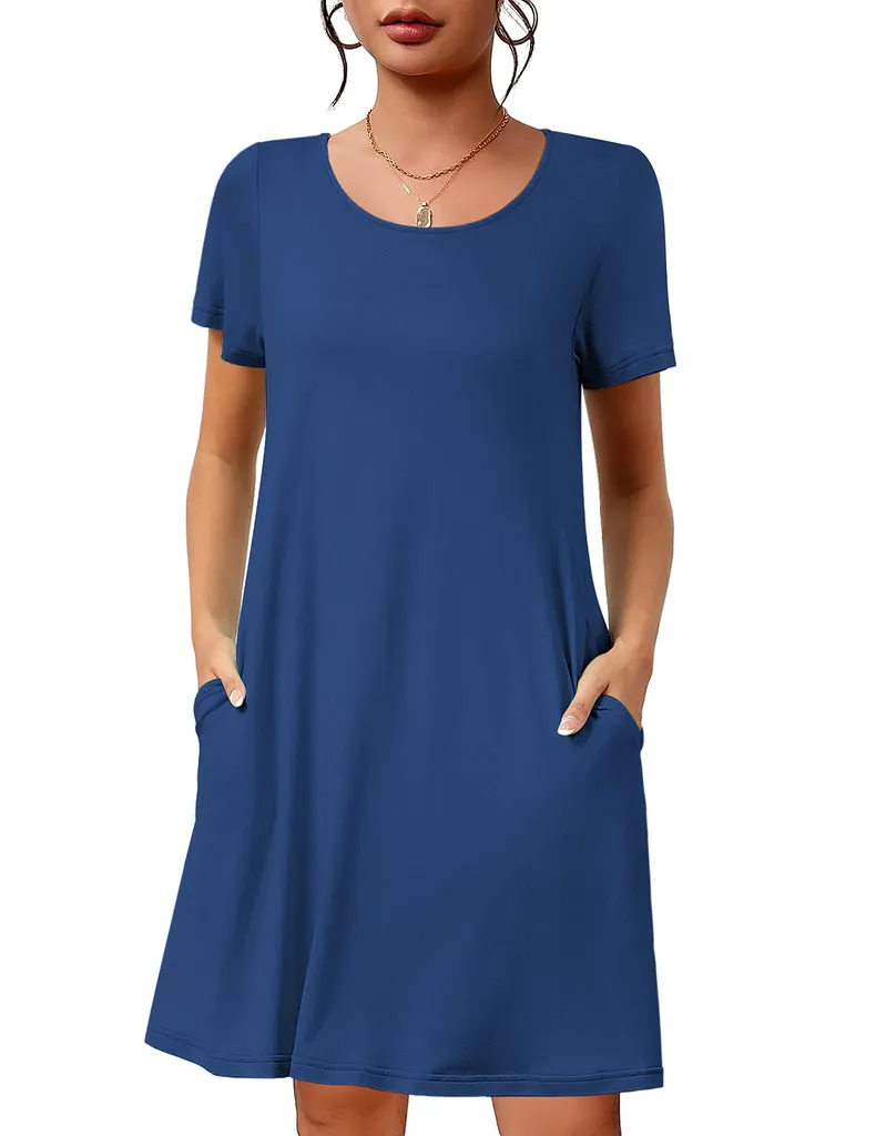 ekouaer-nightgowns-kurzarm-nachthemd-rundhals-schlafkleid image 1