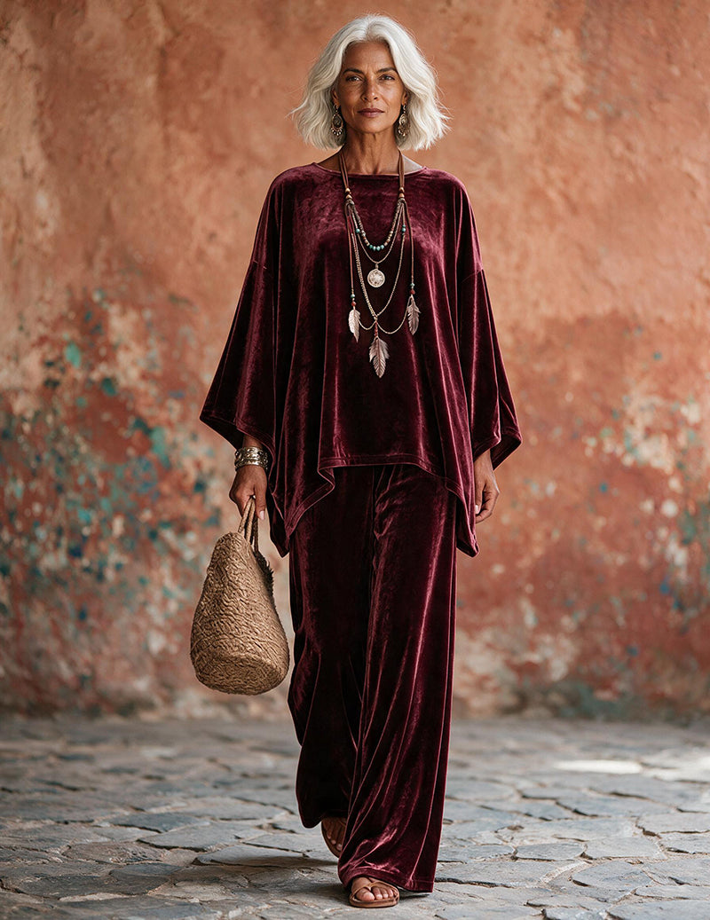 ekouaer-robes-samt-poncho-set-hose-weit-2-teilig-hellblau image 4