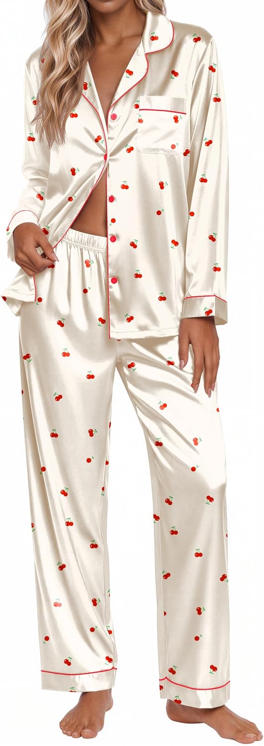 ekouaer-pajama-sets-satin-pyjama-leopard-knopfleiste-2-tlg image 8