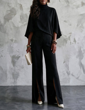 ekouaer-pajama-sets-schlafanzug-wei-kurzarm-weite-hose image 3