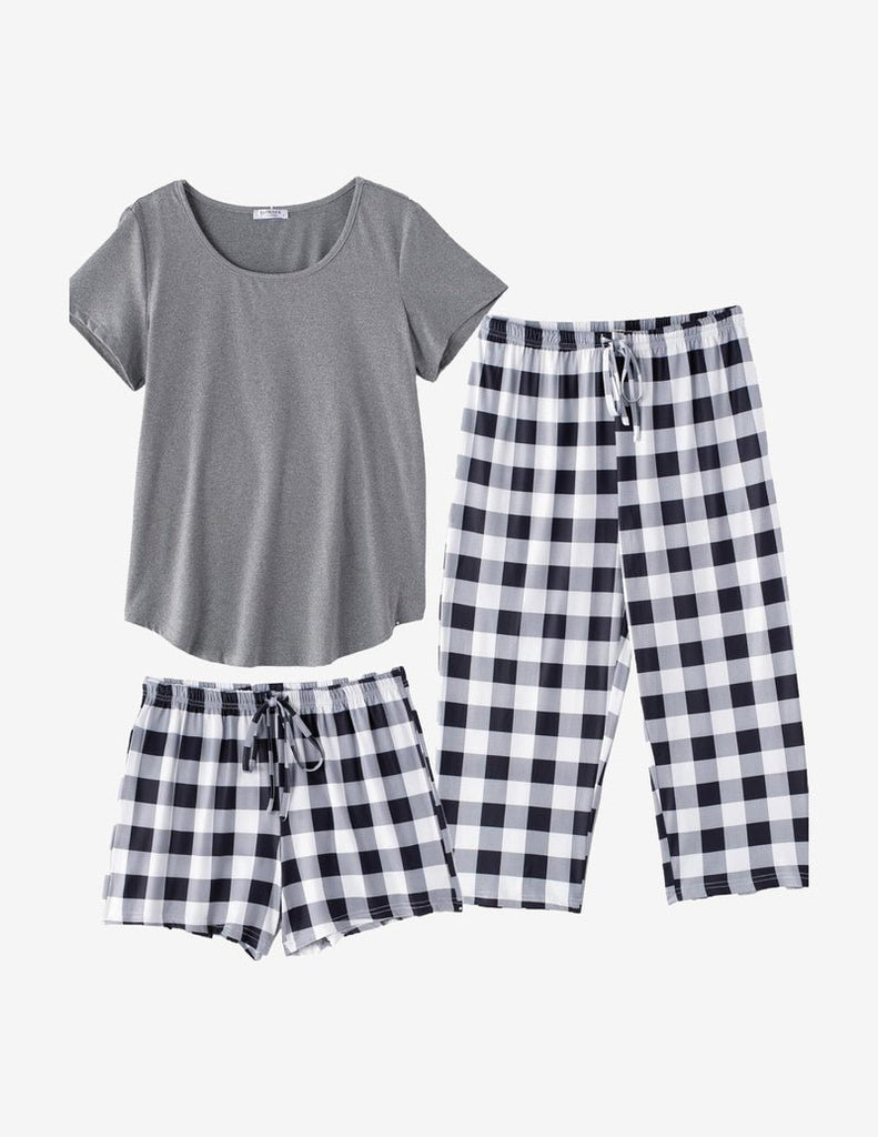 ekouaer-pajama-sets-pyjama-3-teilig-floral-capri image 1