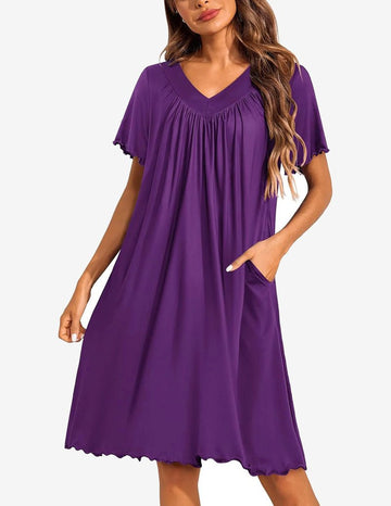 ekouaer-nightgowns-house-dress-nachthemd-mit-taschen-kurzarm image 5