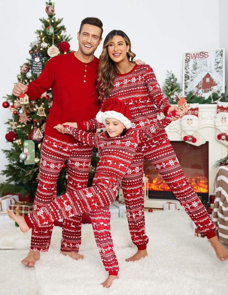 ekouaer-family-christmas-schlafanzug-langarm-rot-schwarz-kariert image 1