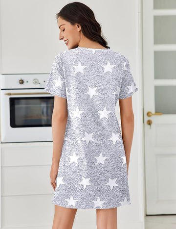 ekouaer-nightgowns-nachthemd-baumwolle-kurzarm-falten image 5