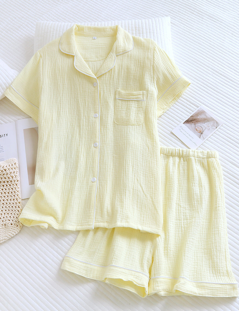 ekouaer-pajama-sets-cotton-gauze-schlafanzug-pink-shorts image 7