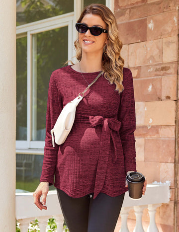 ekouaer-maternity-umstandsshirt-rippe-langarm-elastisch image 3