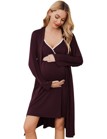ekouaer-maternity-stillset-nachthemd-morgenmantel image 7