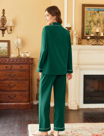 ekouaer-pajama-sets-cotton-long-sleeve-button-down-pyjama-baumwolle image 3