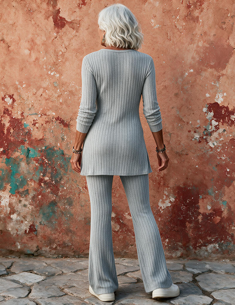 ekouaer-pajama-sets-ribbed-hausanzug-hellgrau-langarm image 7