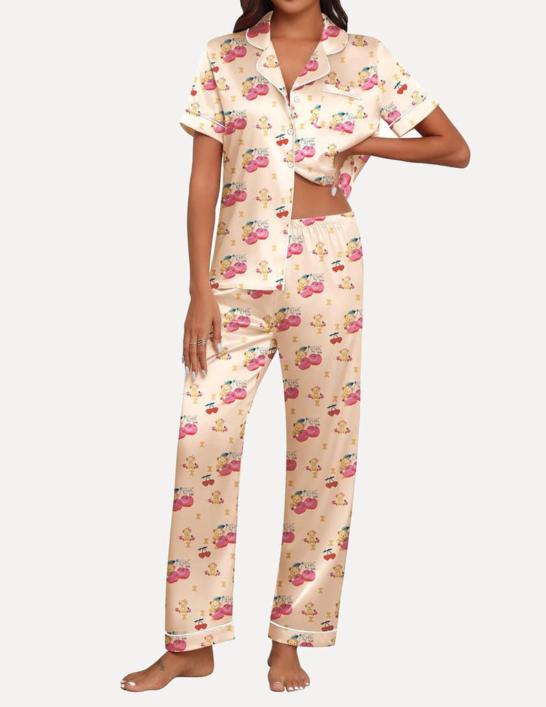 ekouaer-pajama-sets-satin-button-pyjama-kurzarm-lang image 1