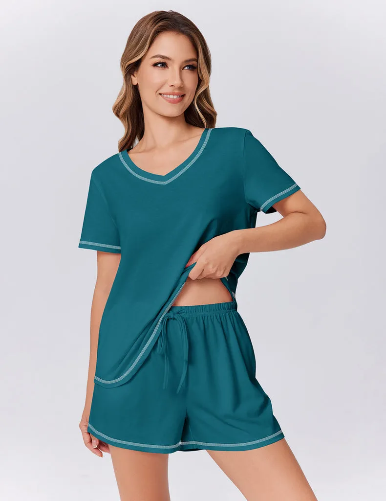 ekouaer-maternity-still-schlafanzug-kurzarm-mit-shorts image 1