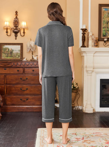 ekouaer-pajama-sets-capri-schlafanzug-kurzarm-damen image 3