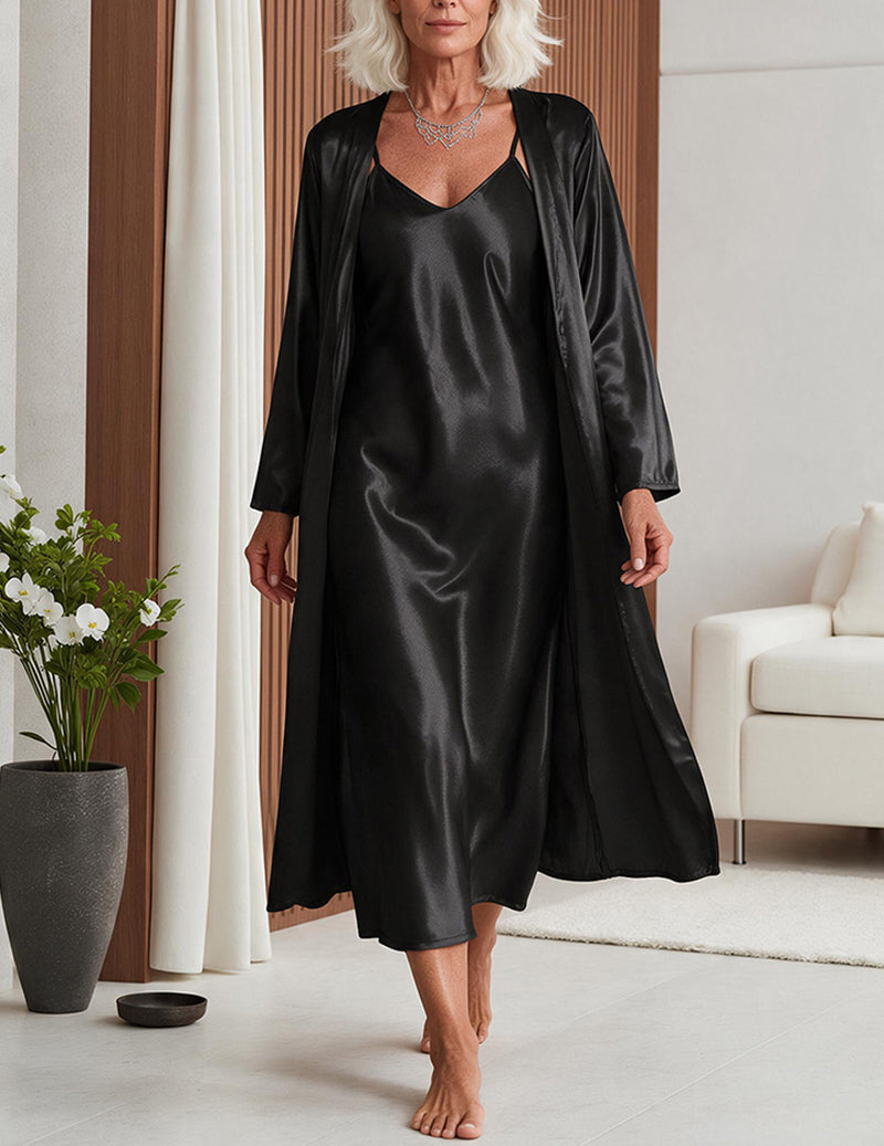 ekouaer-robes-satin-set-nachthemd-und-morgenmantel-2-teilig image 2