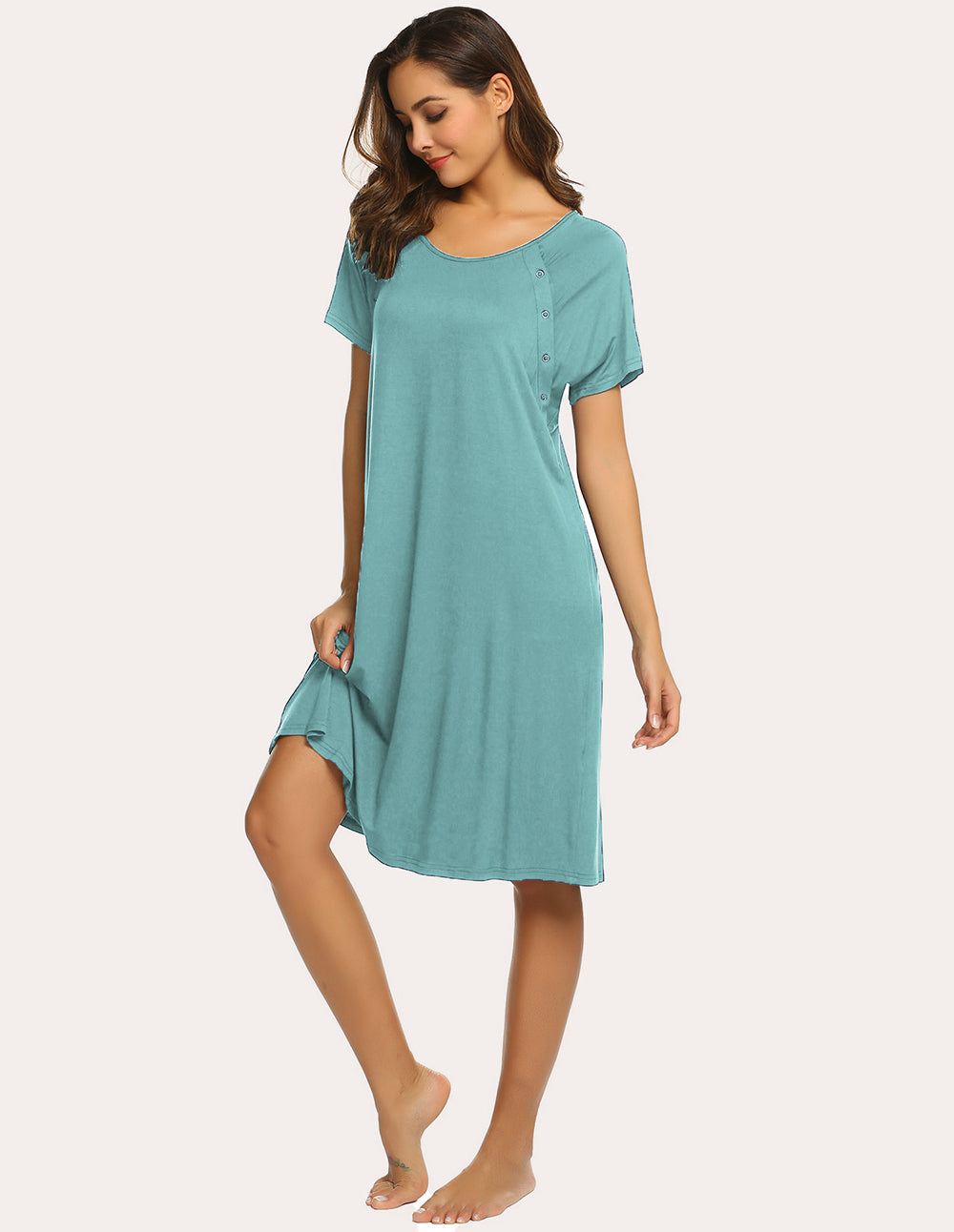 ekouaer-maternity-still-nachthemd-kurzarm-aqua-green image 5