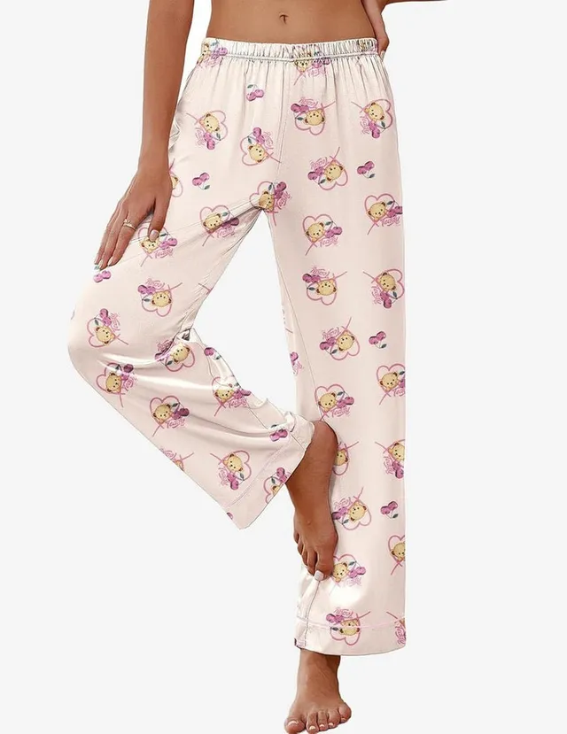 ekouaer-pajama-sets-teddy-satin-pyjamahose-damen-mit-taschen image 1