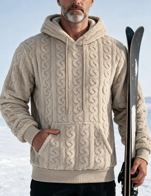 ekouaer-men-zopfstrick-kapuzenpullover-halbzip-schwarz image 1