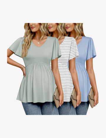 ekouaer-maternity-umstandsshirt-3er-pack-v-ausschnitt-kurz-2 image 3