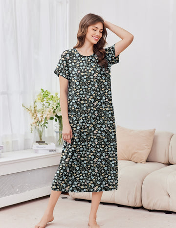 ekouaer-nachthemd-2er-pack-kurzarm-lang-mit-taschen image 3