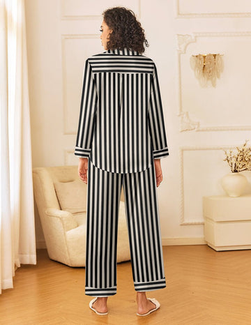 ekouaer-pajama-sets-comfy-satin-pyjama-langarm-gestreift image 5