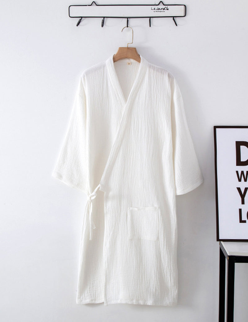 ekouaer-crinkle-gauze-kimono-morgenmantel-white image 4