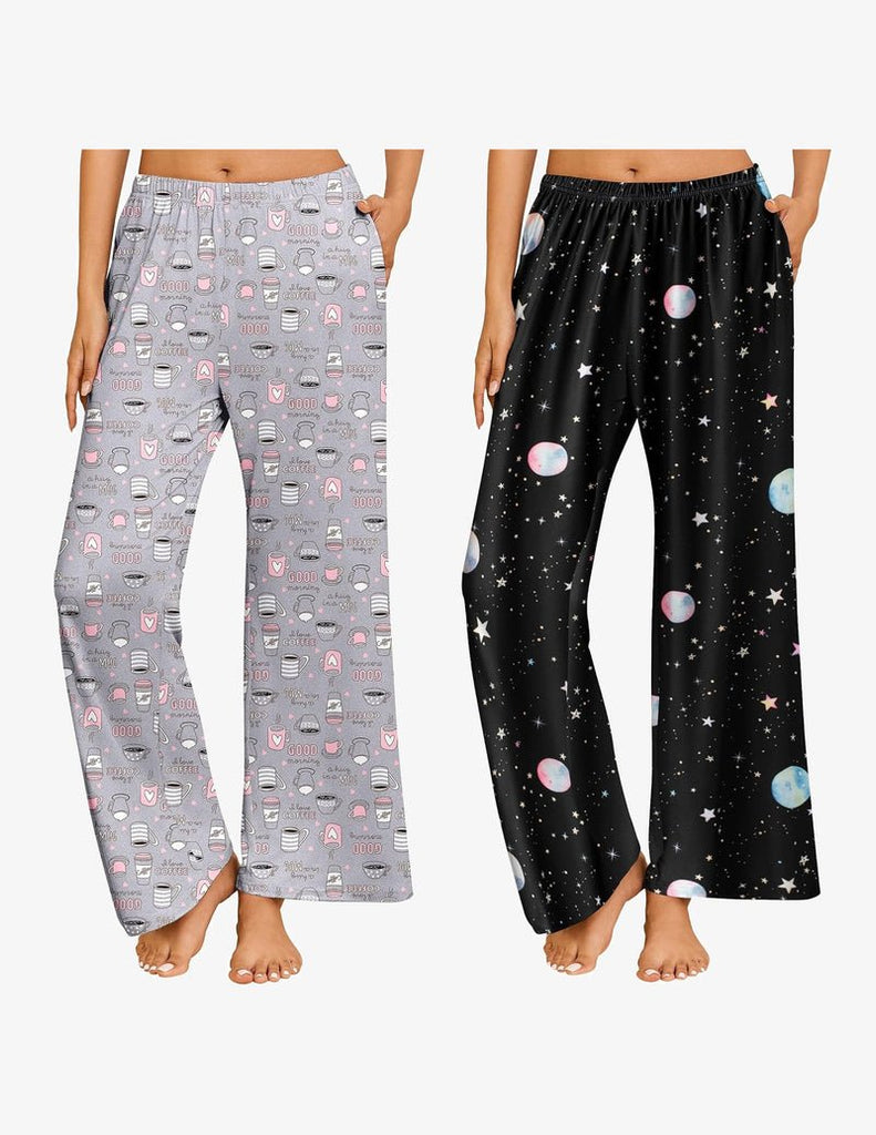 ekouaer-pajama-sets-schlafhose-wide-leg-2er-pack-mit-taschen image 1