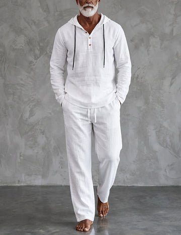 ekouaer-men-cotton-hooded-shirt-pyjama-herren-baumwolle image 5