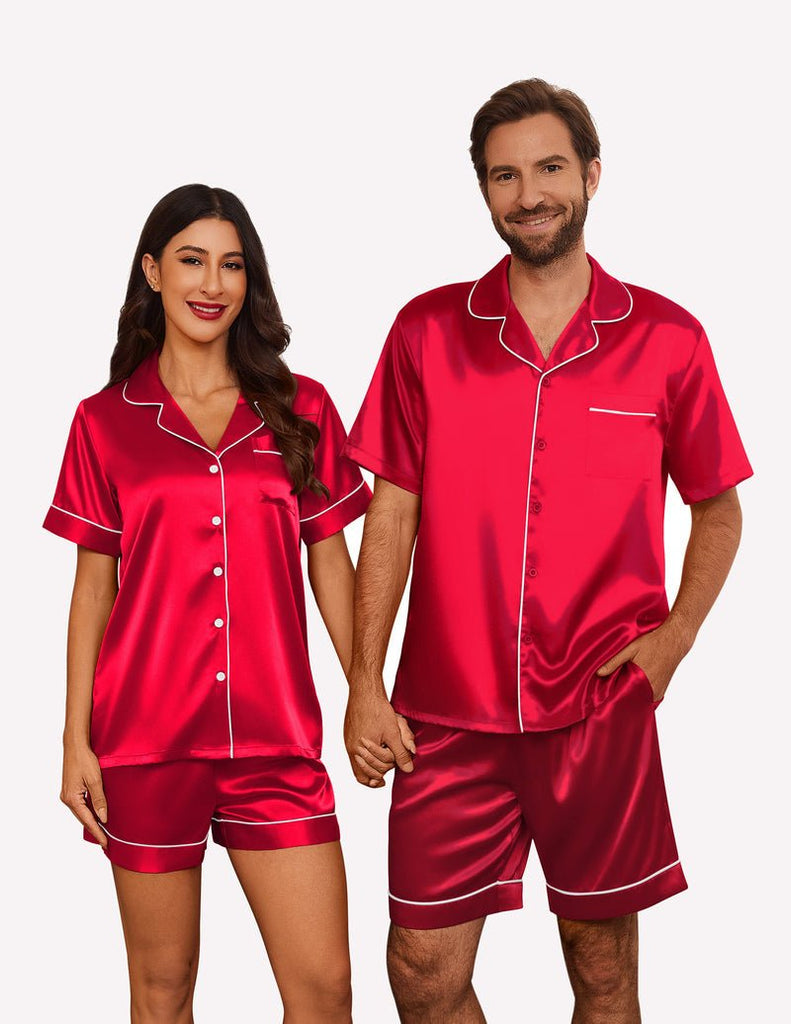 ekouaer-pajama-sets-satin-pyjama-shorts-set-kurzarm-sommer image 1