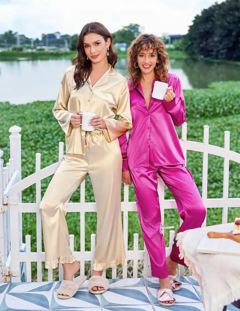 ekouaer-pajama-sets-satin-long-sleeve-pyjama-langarm-satin image 1