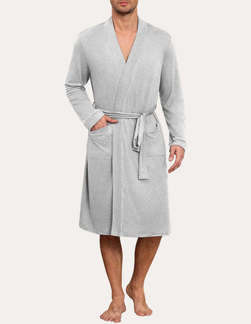 ekouaer-robes-kimono-bademantel-herren-knielang-mit-guertel image 5