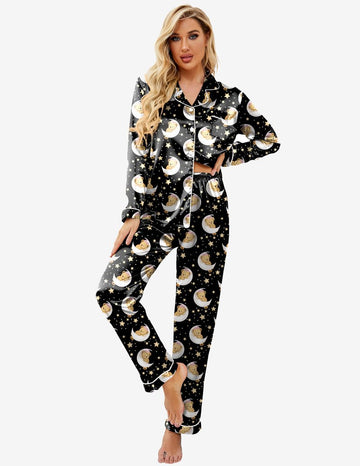 ekouaer-christmas-teddy-satin-pyjama-schlafanzug-set-lang image 6