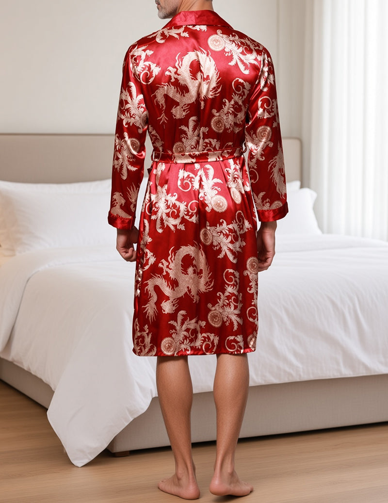 ekouaer-men-brokat-morgenmantel-herren-satin-schwarz image 7