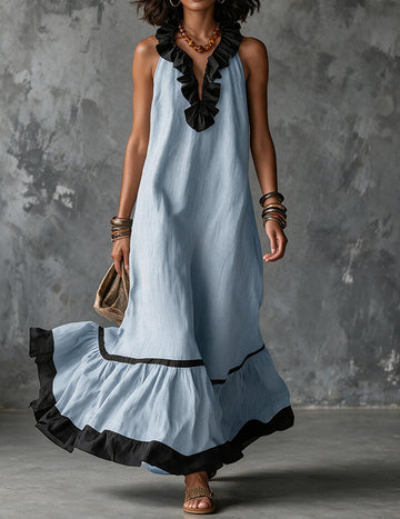 ekouaer-nightgowns-r-schen-halter-maxikleid-baumwolle-schwarz image 5