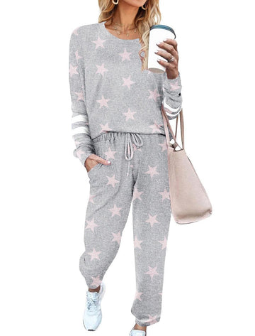 ekouaer-pajama-sets-schlafanzug-langarm-gemustert-mit-taschen image 3