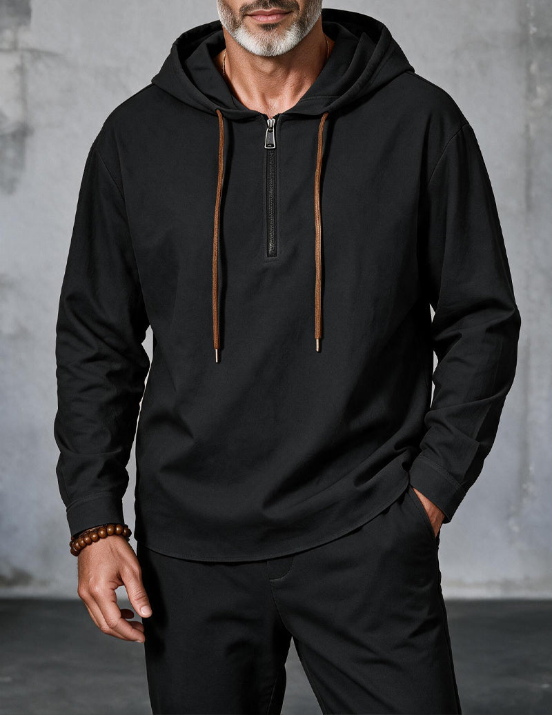 ekouaer-men-linen-zip-hoodie-herren-schwarz-l-mit-kapuze image 5