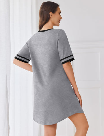 ekouaer-nightgowns-baumwoll-nachthemd-kurzarm-mit-tasche image 5
