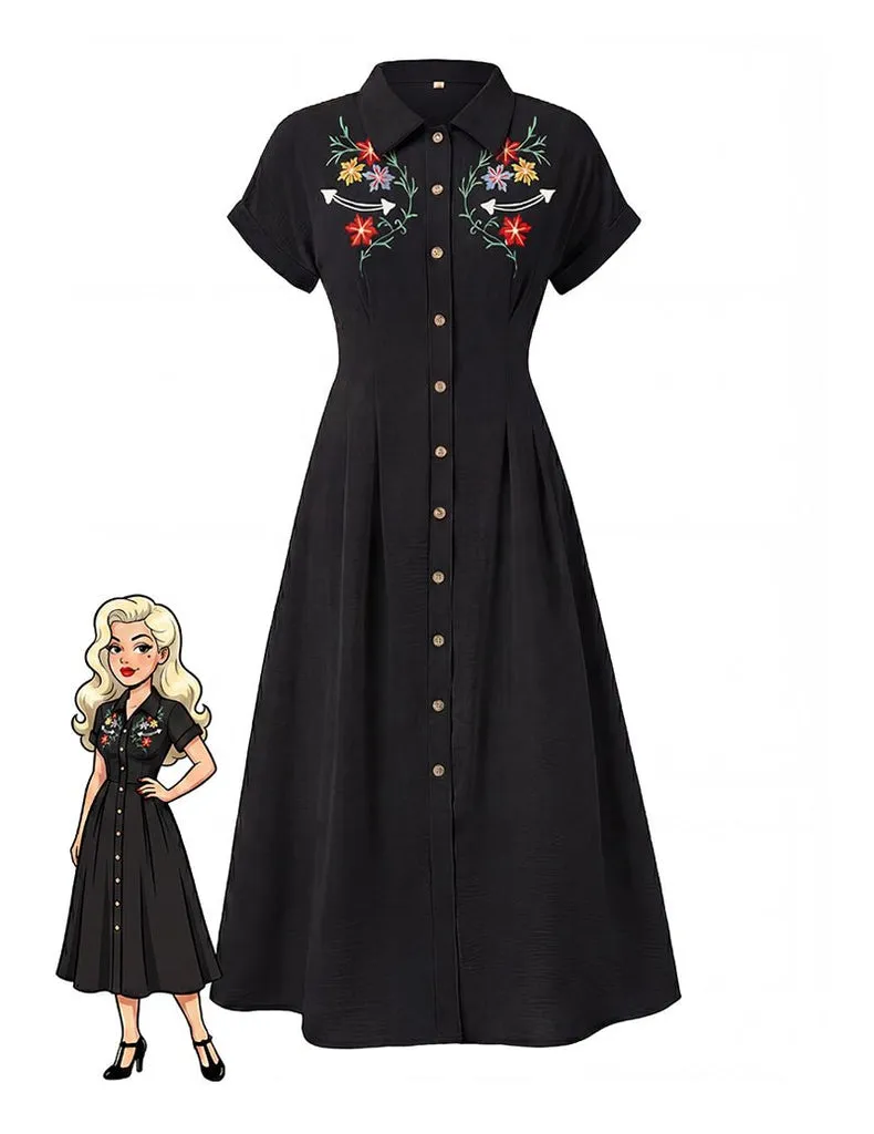 ekouaer-nightgowns-vintage-midikleid-bestickt-knopfleiste image 1
