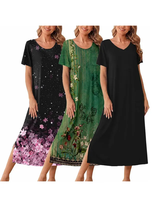 ekouaer-nightgowns-nachthemd-kurzarm-3er-pack-weich image 1