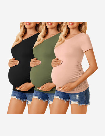 ekouaer-maternity-umstandsshirt-3er-v-ausschnitt image 8