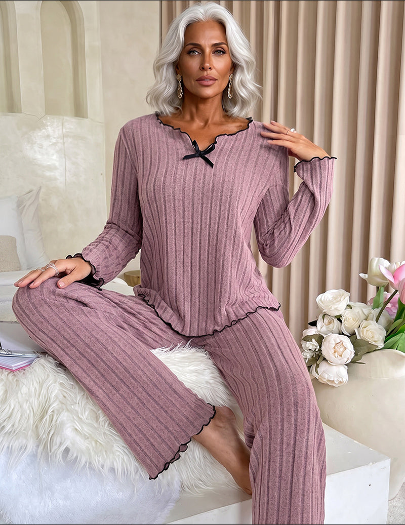 ekouaer-pajama-sets-ribbed-knit-pyjama-schwarz-2-teilig-leicht image 6