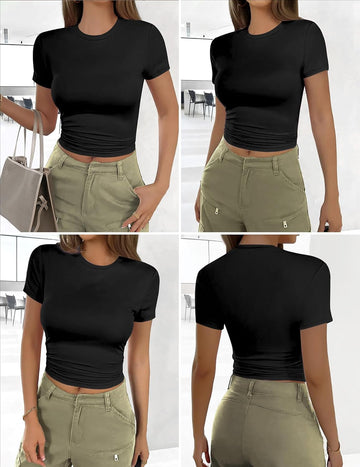 ekouaer-basic-tee-t-shirt-3er-pack-kurzarm-slim-fit image 3
