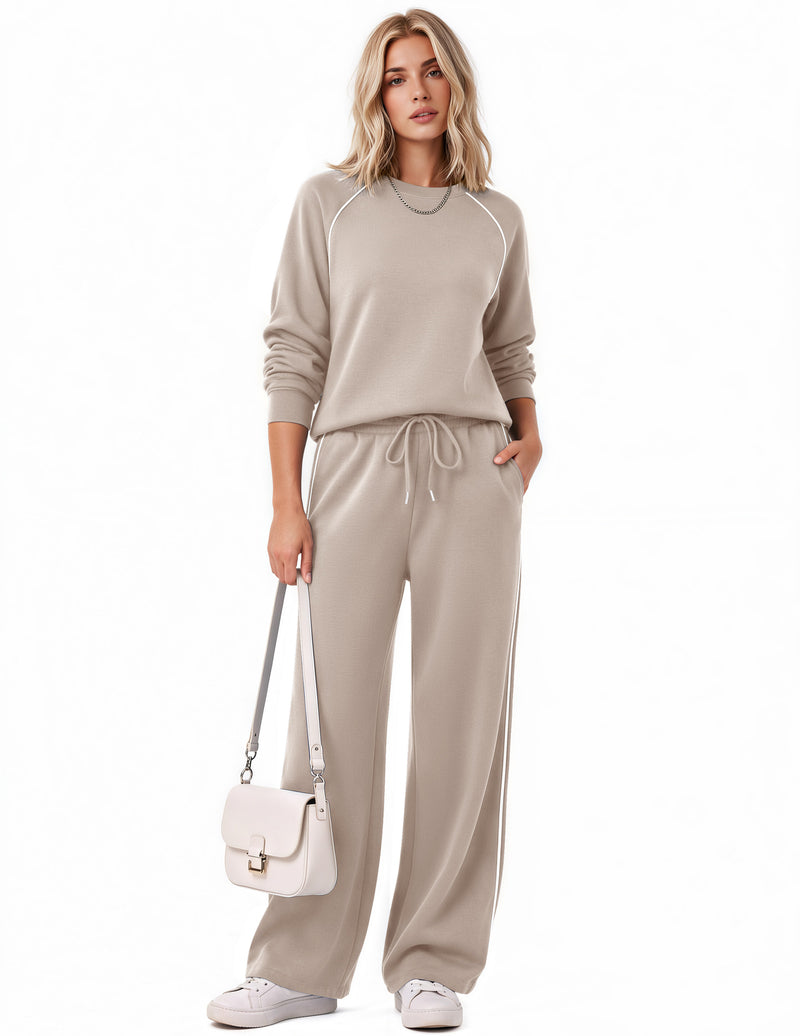 ekouaer-pajama-sets-wide-leg-schlafanzug-langarm-warm image 2
