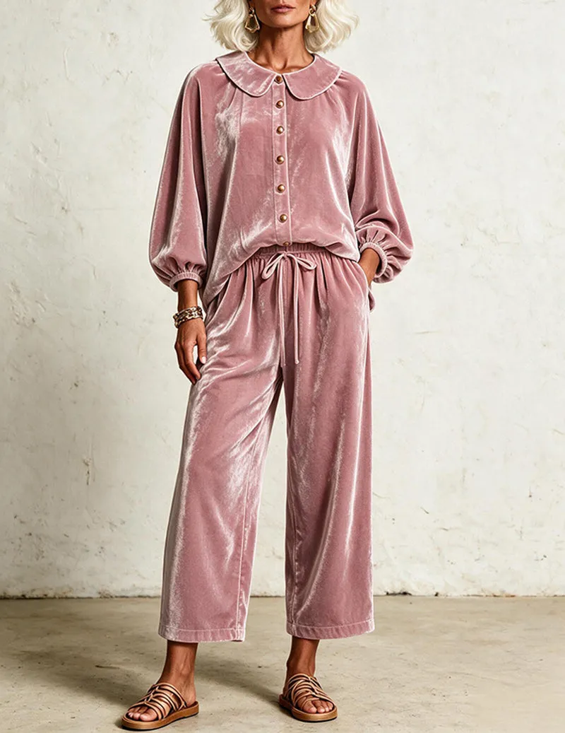 ekouaer-pajama-sets-velvet-peter-pan-pyjama-samt-hellblau image 1
