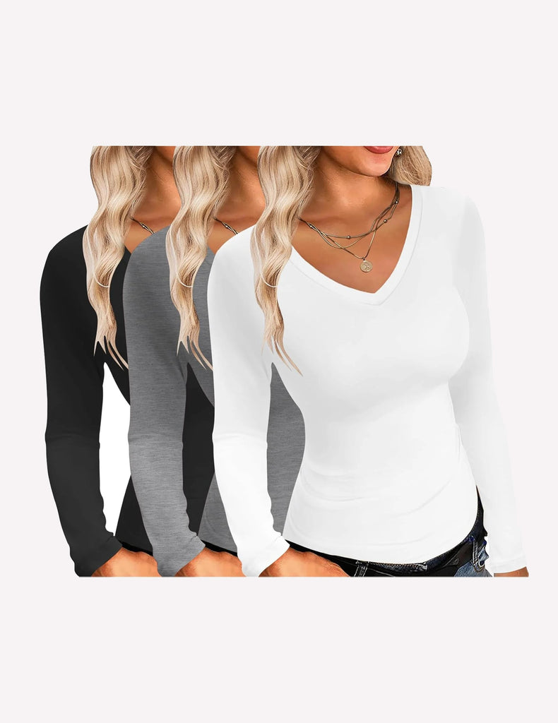 ekouaer-pajama-sets-v-neck-langarmshirt-slim-fit-3er-pack image 1